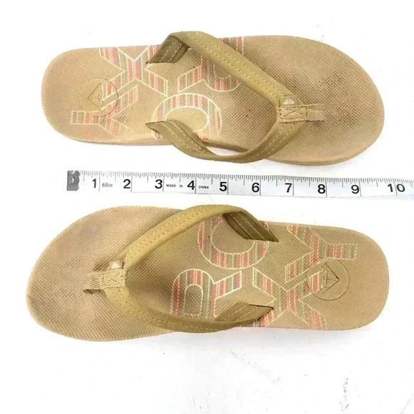 Roxy Sand Tan Flip Flop Sandals - 6 - Picture 4 of 9